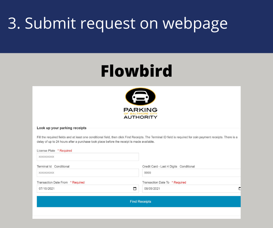 Request a Receipt for Parking at a Meter